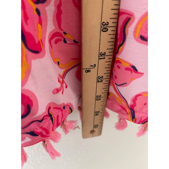 Simply Southern Pink Floral Off-Shoulder Dress W/ Tassels Medium - Picture 9 of 10